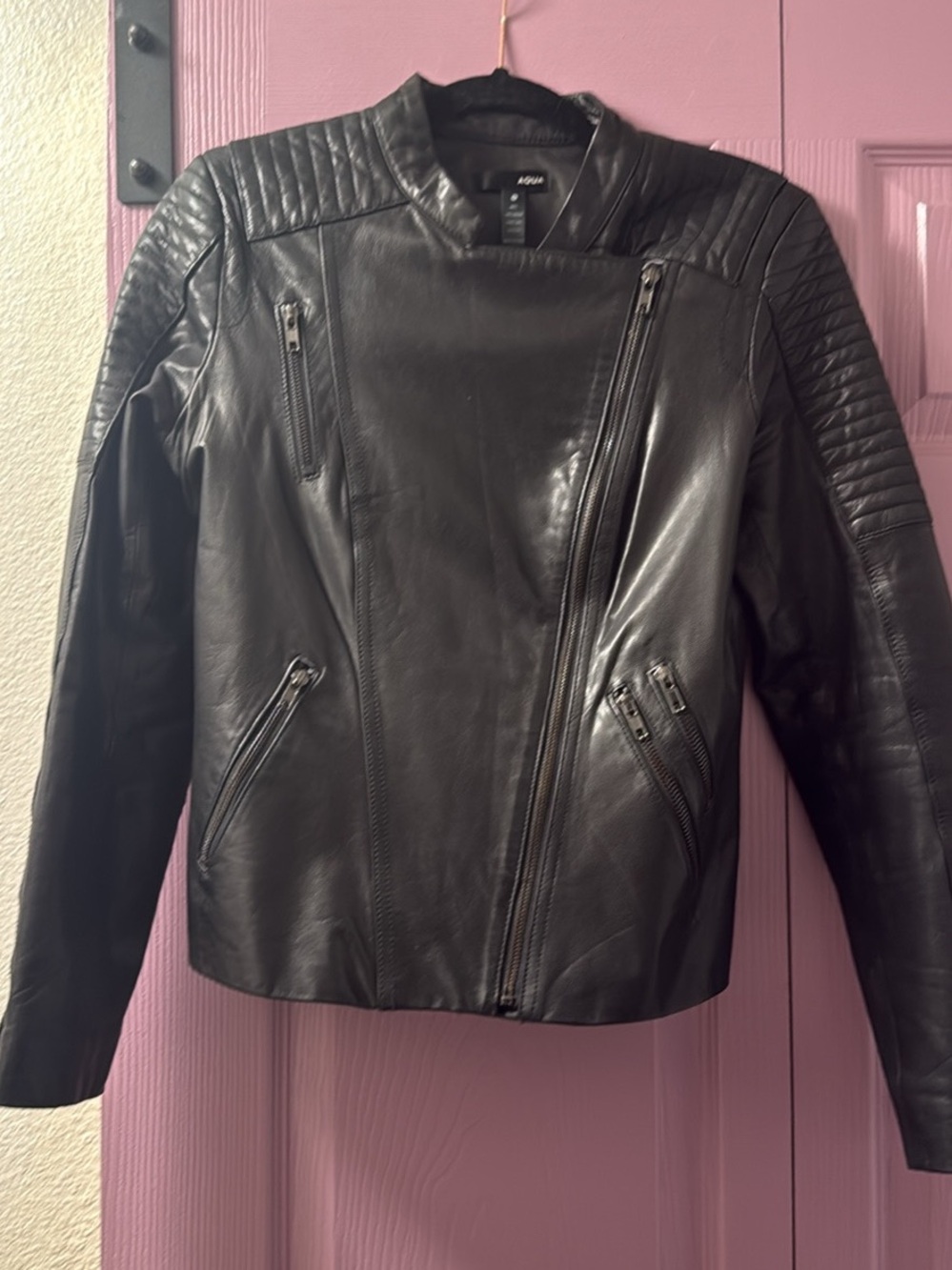 Black Quilted Leather Moto Jacket